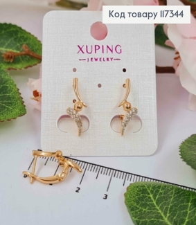 Сережки "Рatience" з камінчиками, довж. 2см, англ. застібка, Xuping 18K 117344 фото