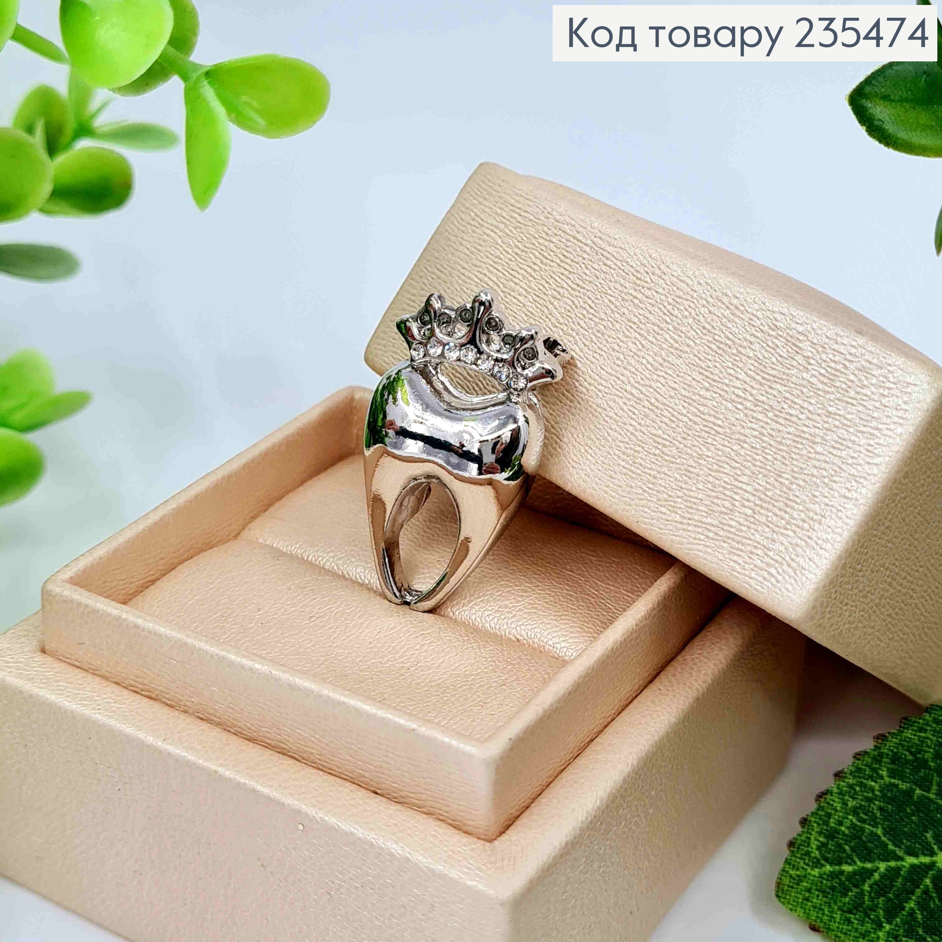 Брошь "Зубчик с короной" СЕРЕБРЯНОГО цвета, и камнями, размер 3*1,7см 235474 фото 1