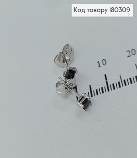 Серьги гвозди с черным камнем родироване медзолото Xuping 180309 фото