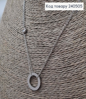 Цепочка серебряного цвета, с подвеской Колечко Картье, 40+5см, сталь Stainless Steel 240505 фото