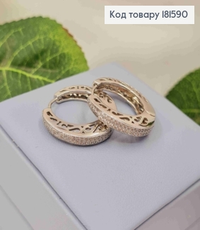 Серьги кольца, "Ажурные" украшены Блестящими камешками, 2,5см, Xuping 181590 фото