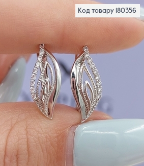 Серьги Листочки 1,8 см с камнями родированным медзолото Xuping 180356 фото