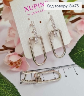 Серьги, с блестящими камешками и подвеской, 3,5см, англ застежка, Xuping 181473 фото
