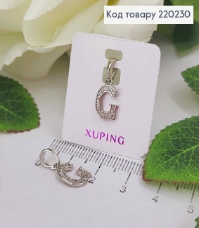 Кулон родственный, Буква "G" в камешках, 1см, Xuping 220230 фото