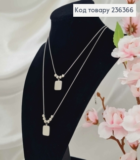 Бижутерия на шею двойная, с подвеской Квадратные пластины, 48+8см, Fashion Jewelry 236366 фото