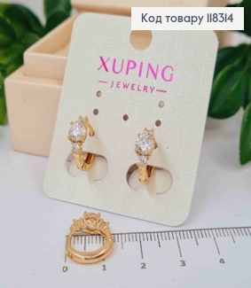 Серьги кольца с тремя блестящими камешками, диаметр 1,3см, XUPING 18K 118314 фото