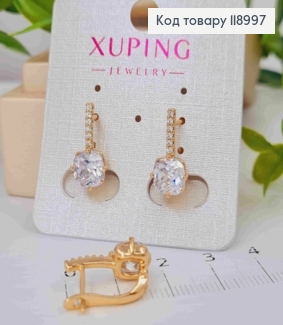 Сережки прикрашені Блискучим каменем, 1,7см, англійська застібка, XUPING 18K 118997 фото