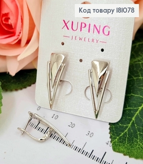 Серьги "Двойные Треугольнички" 2,5см, англ. зам. Xuping 181078 фото