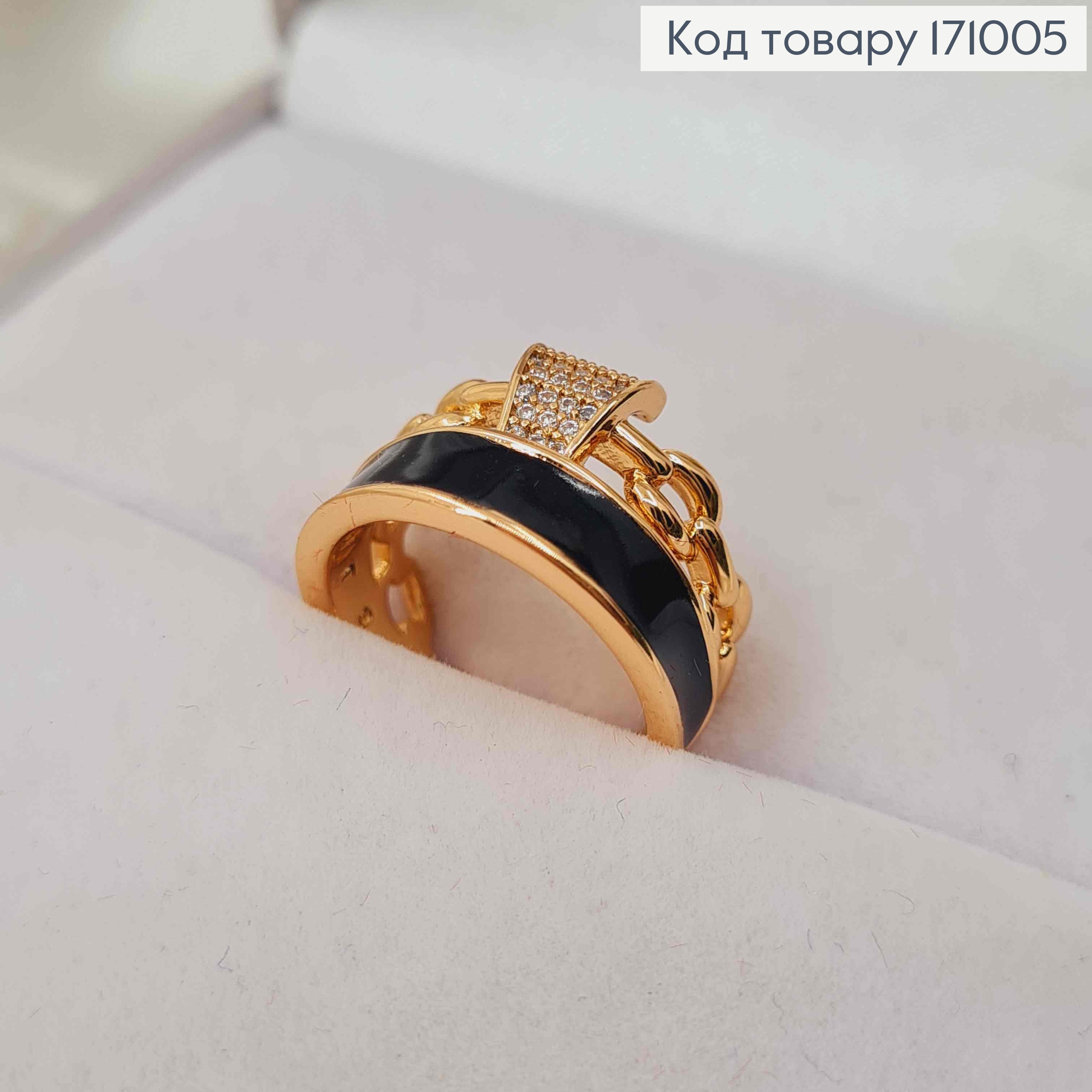 Кольцо "Королевское" с Черной эмалью и камешками, Xuping 18К 171005 фото 3