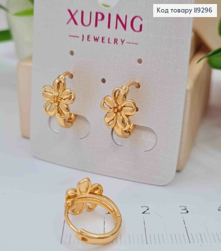 Серьги кольца "Цветочек", 1,4см, XUPING 18K 119296 фото 2