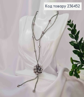 Бижутерия на шею из Бисера и Бусин, 82см, Графитового цвета, Hand Made 236452 фото