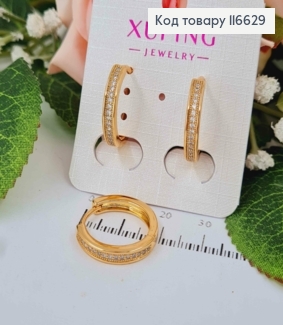 Серьги кольца, в камнях диам. 2см, Xuping 18K 116629 фото