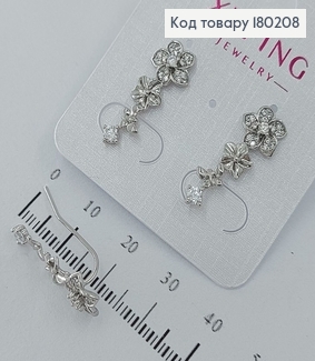 Серьги кафи с камнями родированное медицинское золото Xuping 180208 фото
