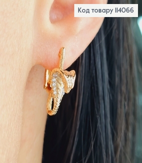 Сережки 2*0.9см Змія Кобра з камінцями, англ.застібка, Xuping 18K 114066 фото