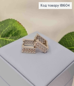 Серьги родовые квадратные "Ажурные", ширина 5мм, длина 1,4см, Xuping 181604 фото
