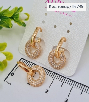 Серьги с широким колечком в камнях, 2см, англ. Xuping 18K 116749 фото