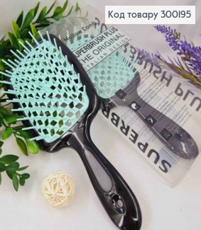 Щетка для волос прямоугольная Черная с Бирюзовым, "HollowComb" Superbrush Plus, 20,5*8см 300195 фото