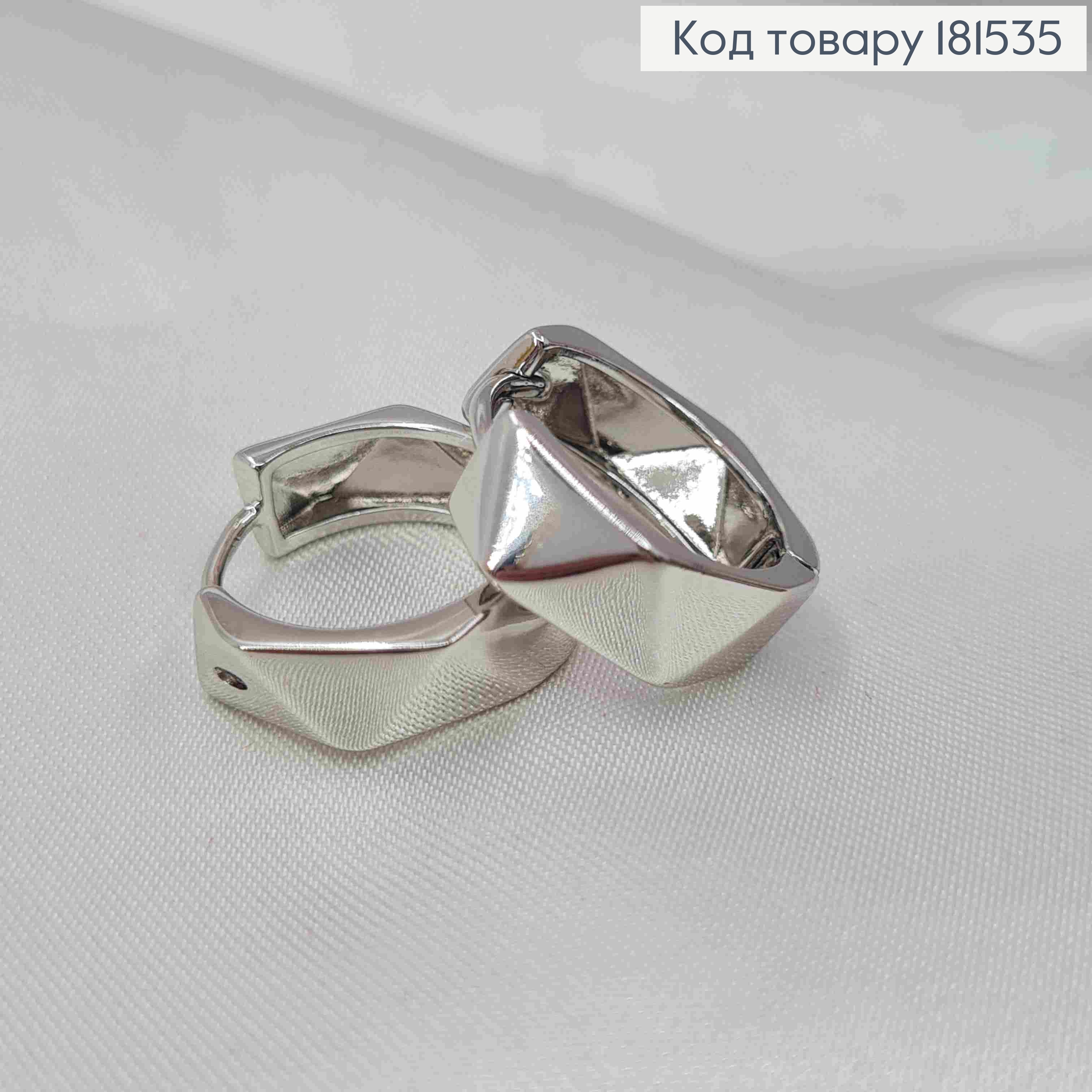 Серьги кольца широкие граненные, ширина 5,5мм, диаметр 1,8см, Xuping 181535 фото 2