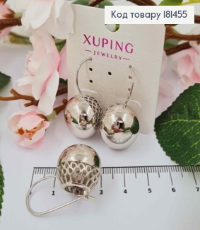 Серьги родованные крючки, большие шары, диаметр 1,9см, Xuping 181455 фото