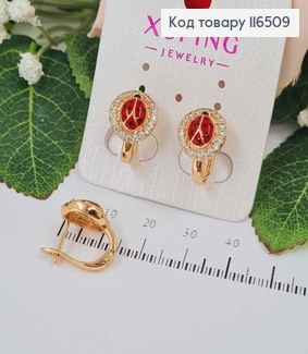 Серьги "Бедрик на кружочку" с камешками, 1,5см. англ. зам. Xuping 18K 116509 фото