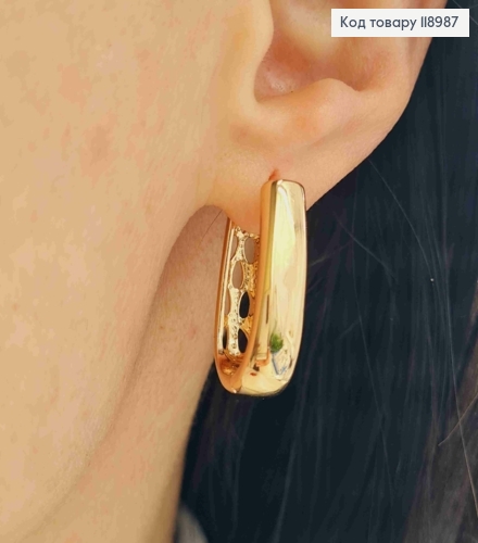 Сережки кільця "Овальні" , ширина 0,7см, довжина 2,5см,  Xuping 18K 118987 фото 2