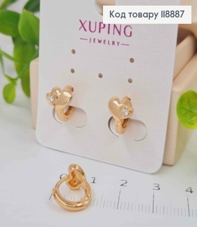 Серьги кольца с Блестящим камешком, диаметр 1,1см, Xuping 18K 118887 фото