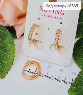 Серьги кольца, 1,5см, с камешками, Xuping 18K 116365 фото