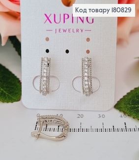 Сережки родированые "Леди" с камнями (англ.застежка), 1,5*0,4см, Xuping 180829 фото