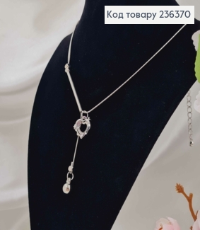 Бижутерия на шею, Сердце с черным камнем + удлинитель, 45+8см, Fashion Jewelry 236370 фото