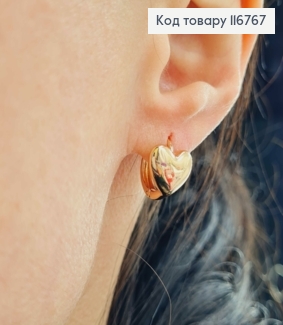 Серьги кольца 1,3см, С Сердечками 1см, Xuping 18K 116767 фото