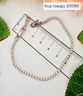 Браслет родованный, строчка из камней, шир. 2мм, дл. 17+2см, Xuping 200180 фото