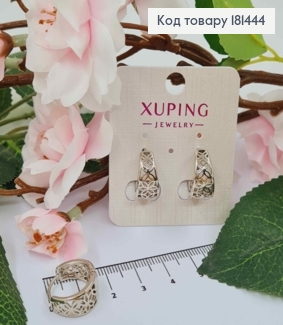 Серьги кольца родовые, Ажурные широкие, диаметр 1,6см, Xuping 181444 фото