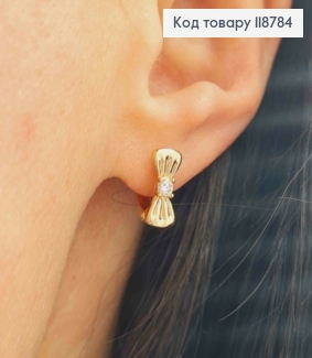 Сережки кільця (1,1см), "Бантик" з Блискучим каменем (1,1см), XUPING 18K 118784 фото
