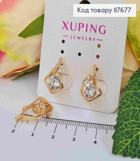 Серьги "Музыка Сердца" с Блестящим камнем Сваровски, 1,8см, англ. застежка, Xuping 18К 117677 фото