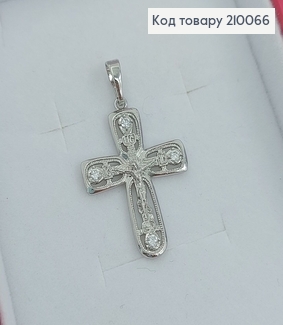 Хрестик з розп'яттям 2,1х2,6 см з камінцями родіроване     Xuping  210066 фото