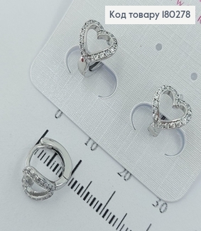 Серьги    сердце с камнями   серебро 18К Xuping 180278 фото