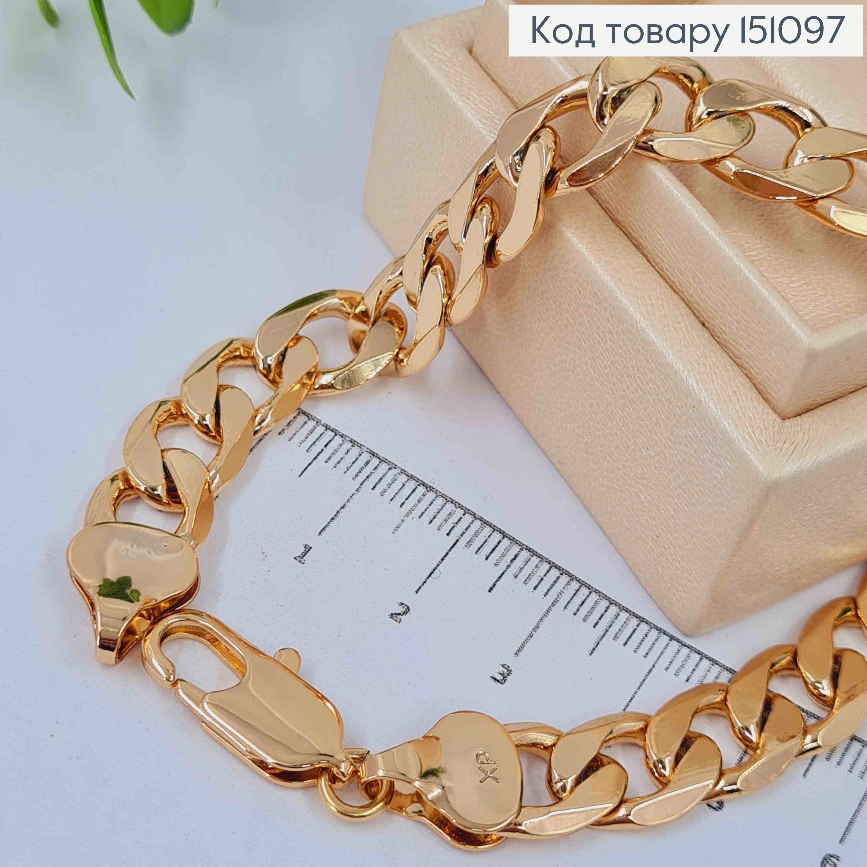 Браслет ПАНЦИРНОЕ плетение, длина 23см, ширина 10мм, Xuping 18K 151097 фото 1