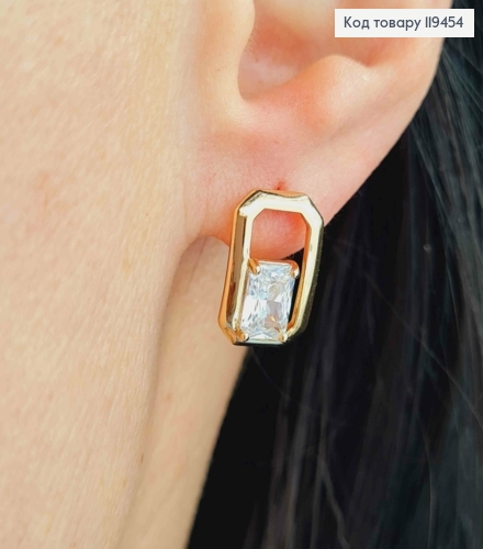 Серьги "Роуз" с Блестящим камнем, 1,5см, английская застежка, Xuping 18К 119454 фото 2