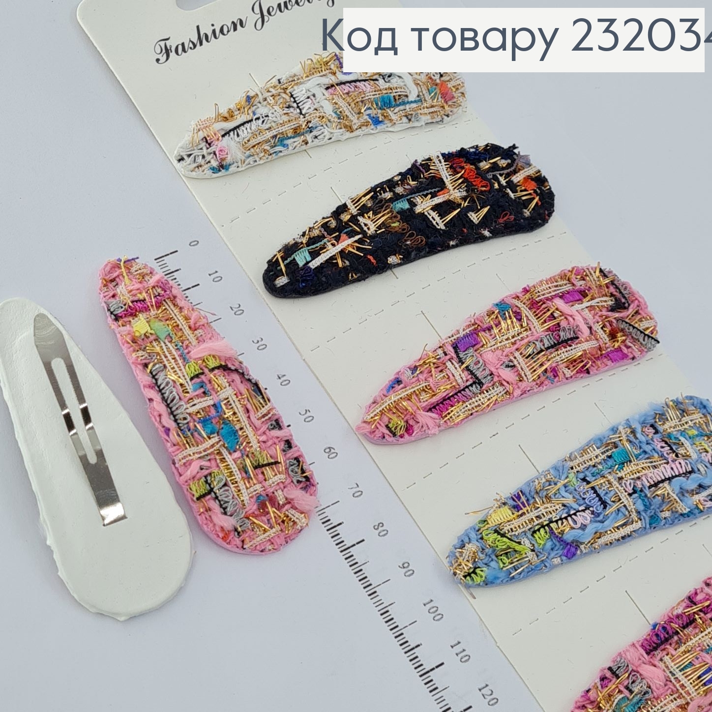 Заколка Тік - так 8 см Тканина Ретро  в асорт.  232034 фото 2