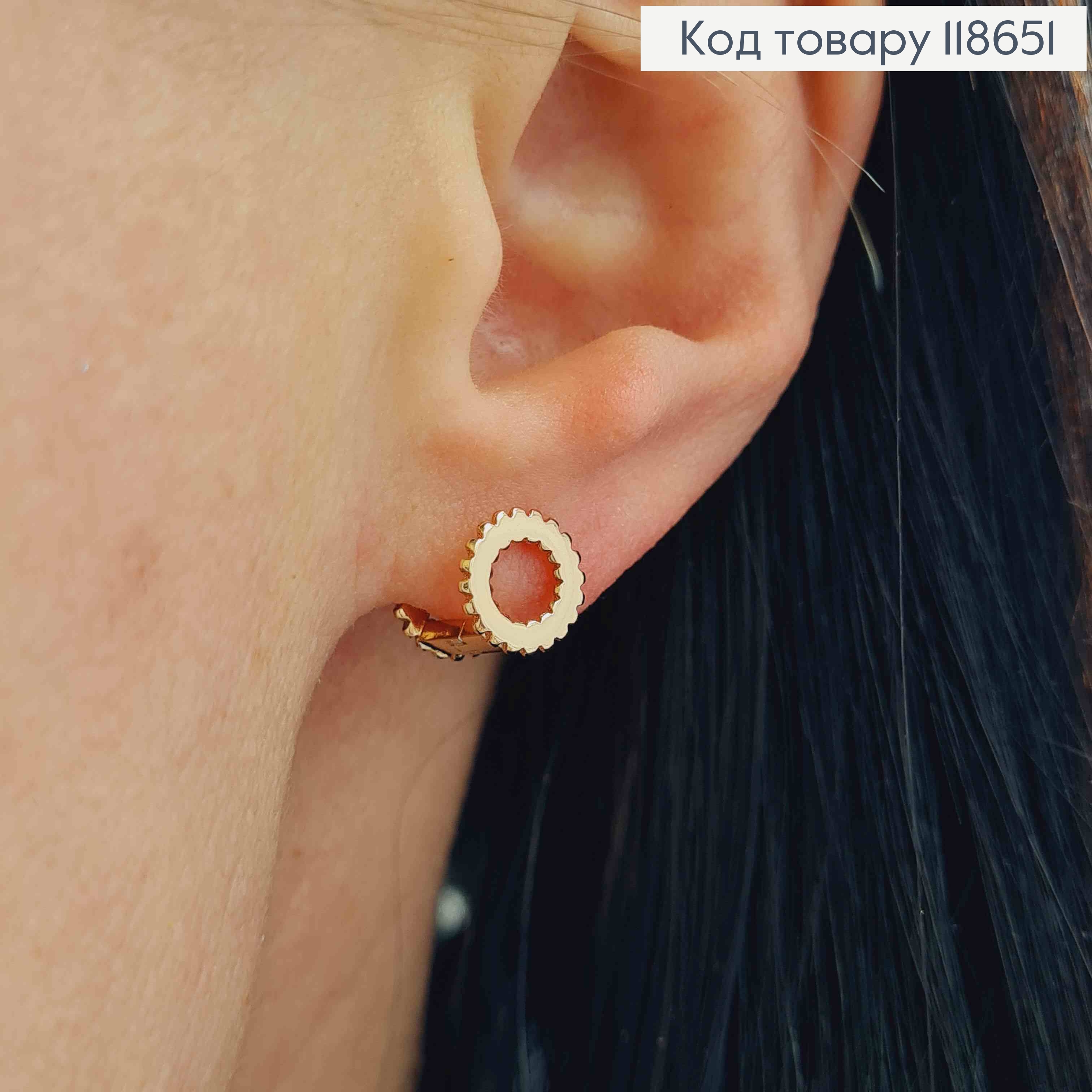 Серьги кольца "Двойной Круг", 0,8см, Xuping 18К 118651 фото 1