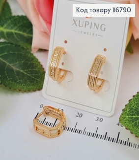 Серьги кольца 1,4см, "Версаче" с гранями, шир.4мм, Xuping 18К 116790 фото
