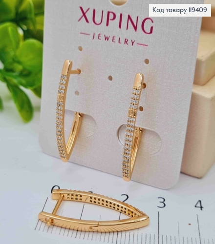 Серьги Стрелы украшены Блестящими камешками, 2,7см, английская застежка, Xuping 18К 119409 фото 2