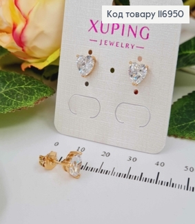 Сережки гвіздки камінчик формі Сердечка, 0,6см, Xuping 18K 116950 фото