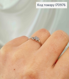 Кольцо родованное, тоненькое с сердечком в камешках, Xuping 18K 170976 фото