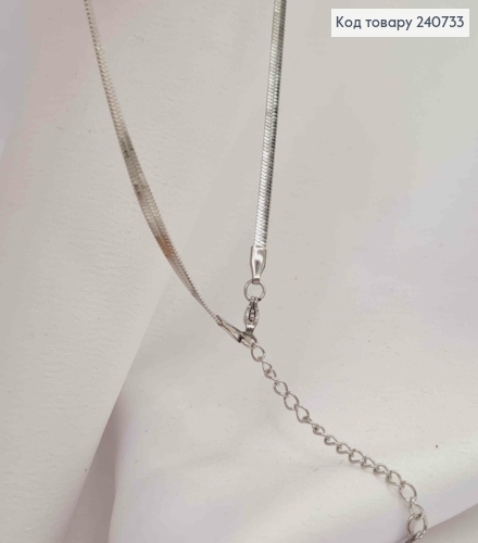 Ланцюжок срібного кольору з підвіскою CHANEL, 41+6см, сталь Stainless steel 240733 фото 2