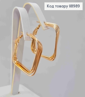 Сережки квадратні, довжина 2,9см,  Xuping 18K 118989 фото