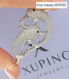 Брошь Дельфины в камнях Xuping 18к 160030 фото