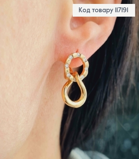 Серьги кольца 1,1см с овальными подвесками, размер 2,2*1,2см, Xuping 18K 117191 фото
