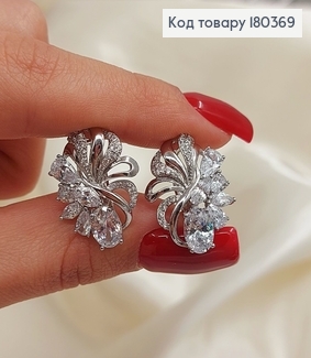 Серьги Цветочек с большими камнями родированным   Xuping 180369 фото
