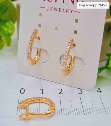 Серьги Овальные украшены Блестящими камешками, 1,6см, английская застежка, Xuping 18К 119459 фото 2